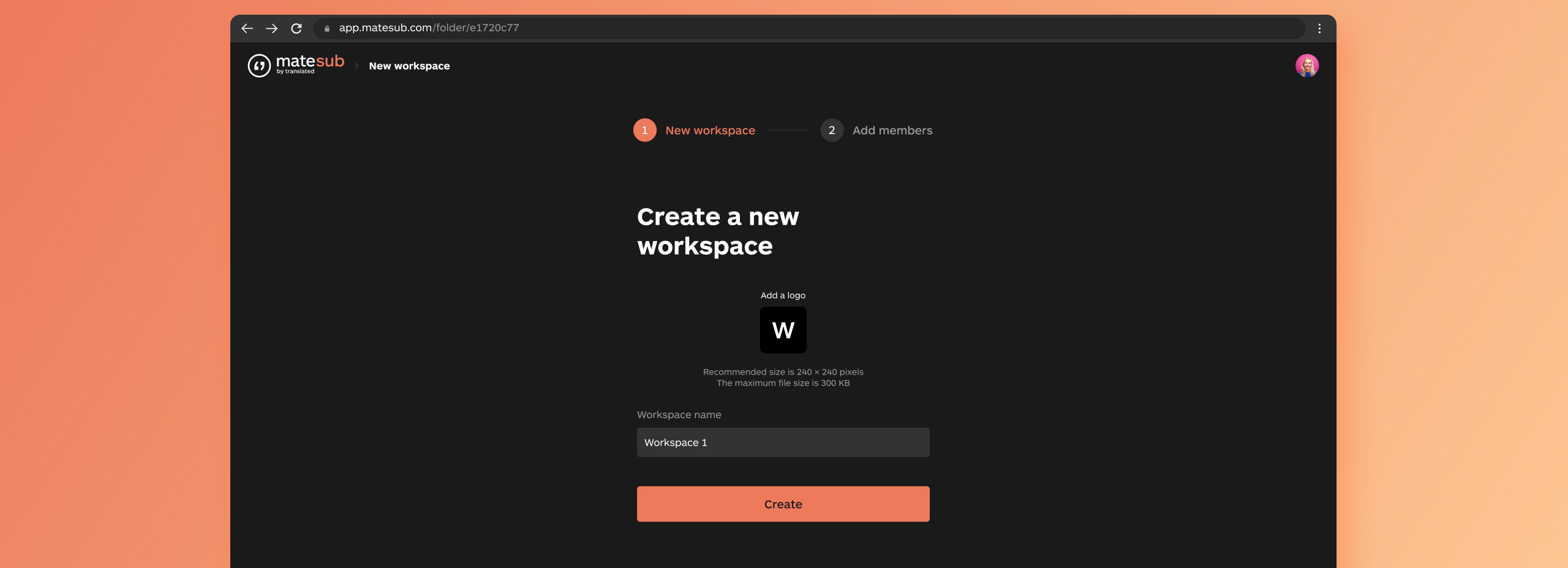 Create workspace page